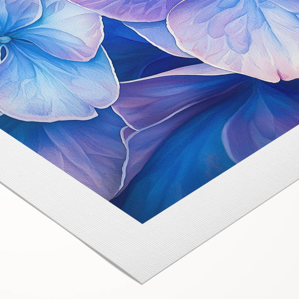 Abstract floral design rolled canvas artwork showcasing vibrant hues of blue, pink, and yellow, ideal for modern home decor. Packaged securely in a sturdy tube for safe delivery.