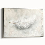 Framed abstract minimalist wall art featuring silver tones, showcasing a sleek side view that highlights its elegant design and modern aesthetic, perfect for contemporary decor.