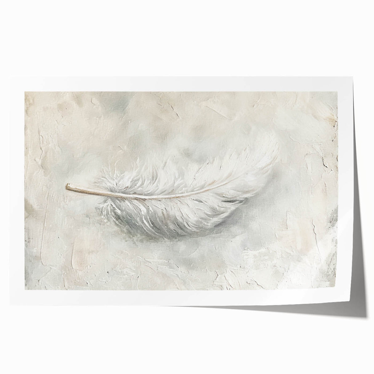 Abstract minimalist wall art print showcasing soft pastel hues and geometric shapes, elegantly rolled and packaged in a protective cardboard tube for easy display.