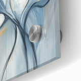 Acrylic Dining Room Artwork – Soft Blue & Gold Floral Canvas