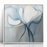 Acrylic Dining Room Artwork – Soft Blue & Gold Floral Canvas