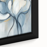 Acrylic Dining Room Artwork – Soft Blue & Gold Floral Canvas