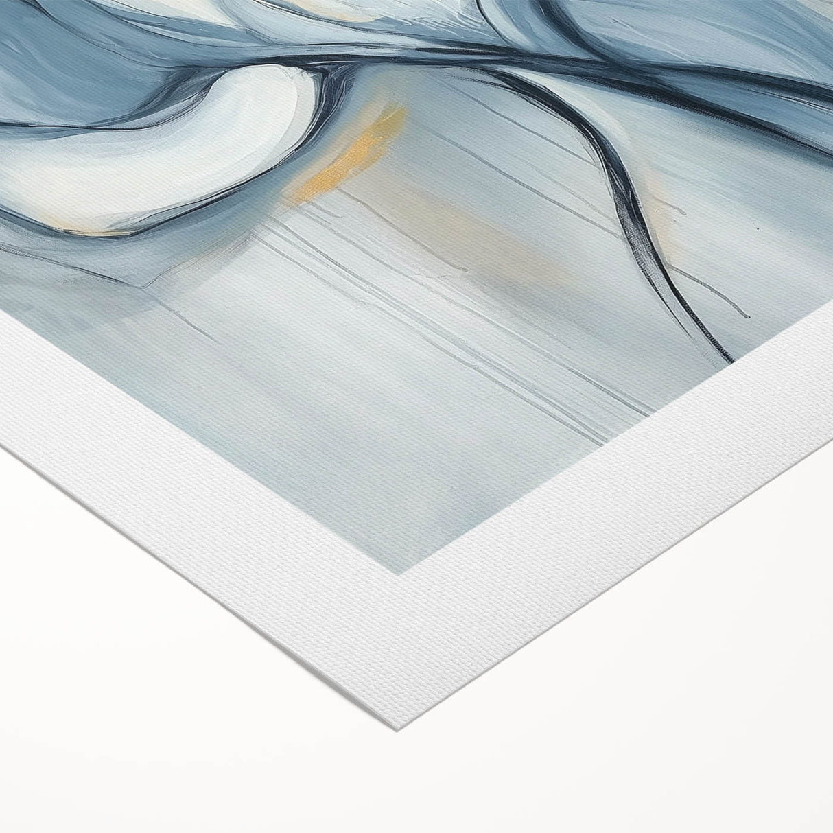 Acrylic Dining Room Artwork – Soft Blue & Gold Floral Canvas