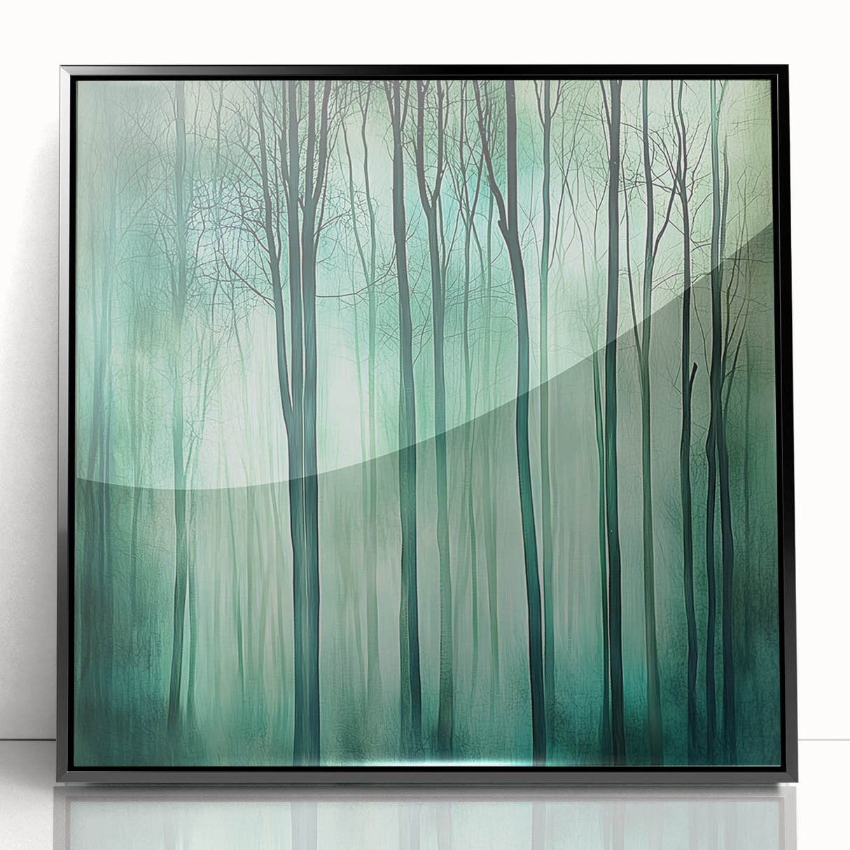 Framed abstract floral artwork in vibrant colors, set in a sleek black frame, showcasing modern design elements perfect for contemporary home decor.