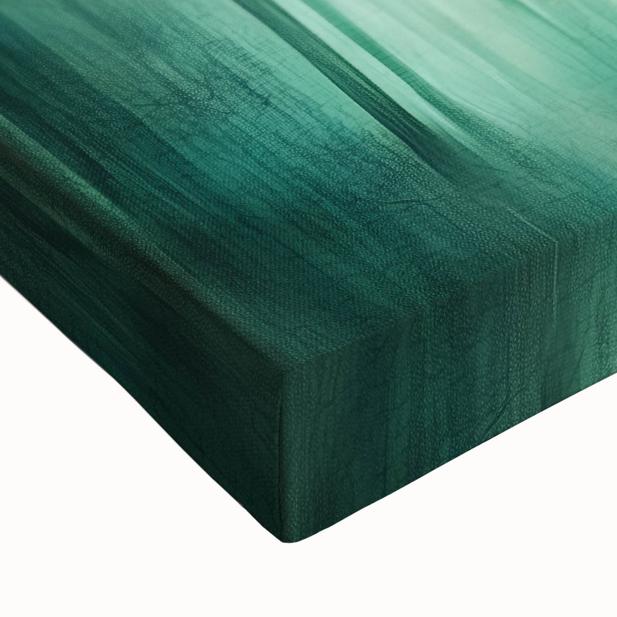 Close-up of a vibrant abstract floral stretched canvas showcasing intricate patterns in shades of blue, pink, and green, ideal for modern home decor.