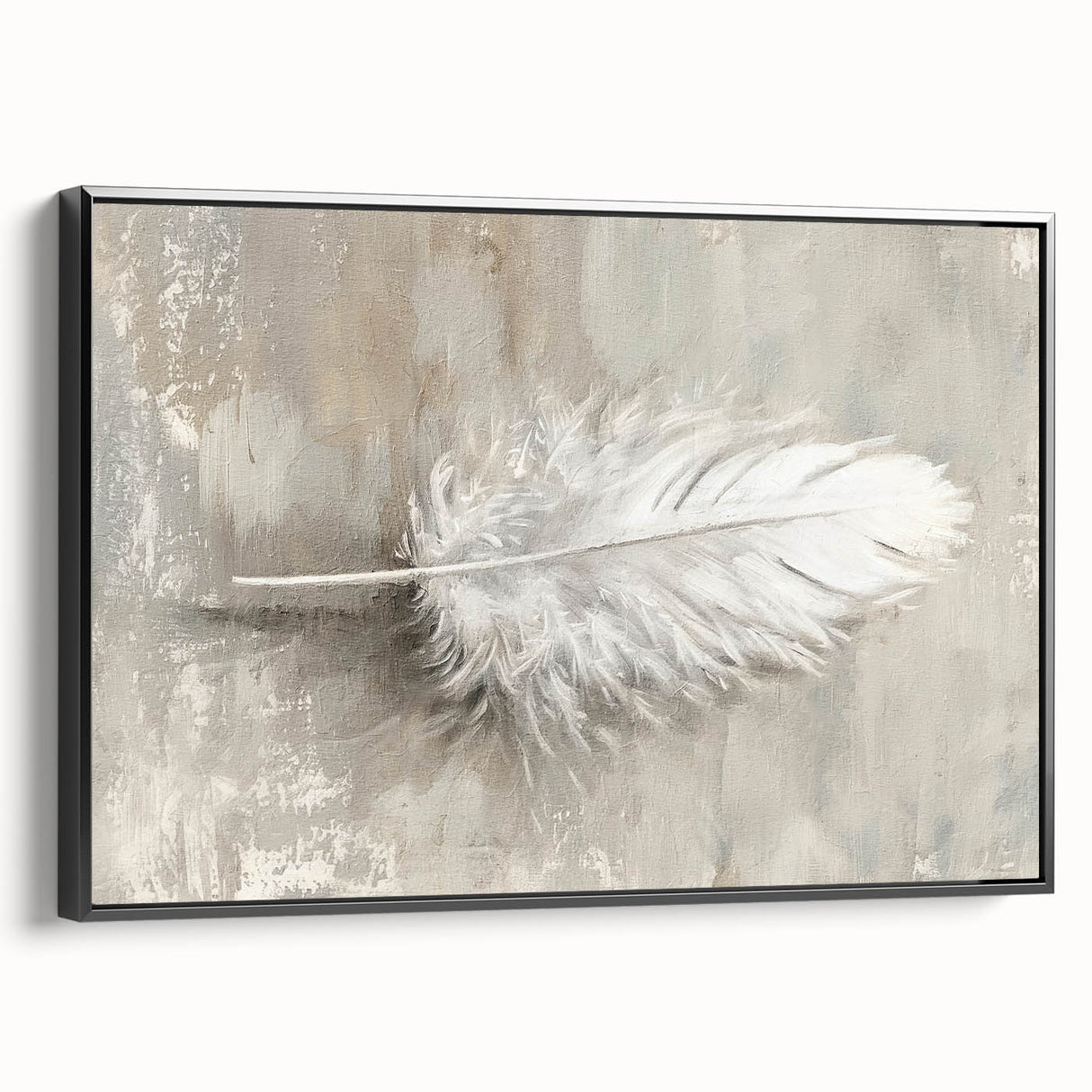 Framed minimalist wall art featuring an abstract design in black, showcasing sleek lines and geometric shapes. The canvas is displayed from a side view, emphasizing its elegant frame and modern aesthetic, perfect for contemporary home decor.