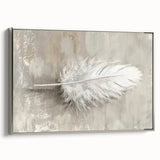 Framed abstract minimalist wall art featuring silver tones and geometric patterns, showcased in a sleek side view, perfect for modern decor.