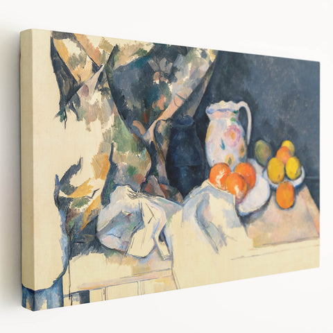 Cézanne Curtain and Fruit Still Life - Impressionist Wall Art Print