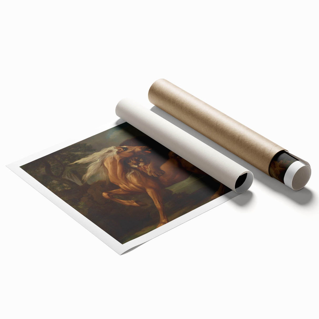 Romanticism Art: Lion Attacking a Horse by Stubbs - Wildlife Canvas Print