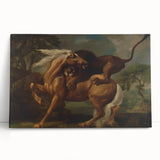 Romanticism Art: Lion Attacking a Horse by Stubbs - Wildlife Canvas Print