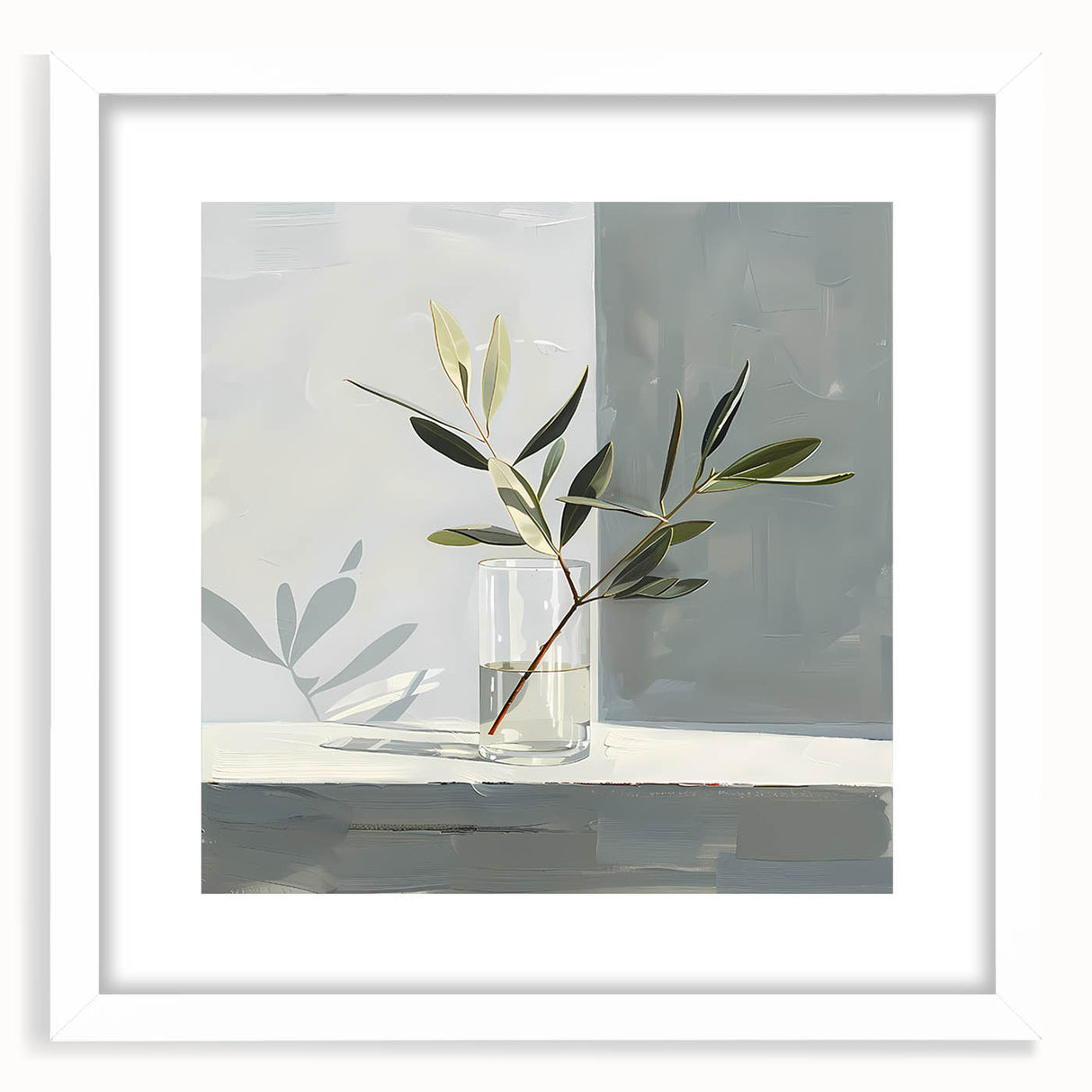 Minimalist Olive Branch Wall Art - Modern Canvas for Living Room