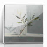 Minimalist Olive Branch Wall Art - Modern Canvas for Living Room
