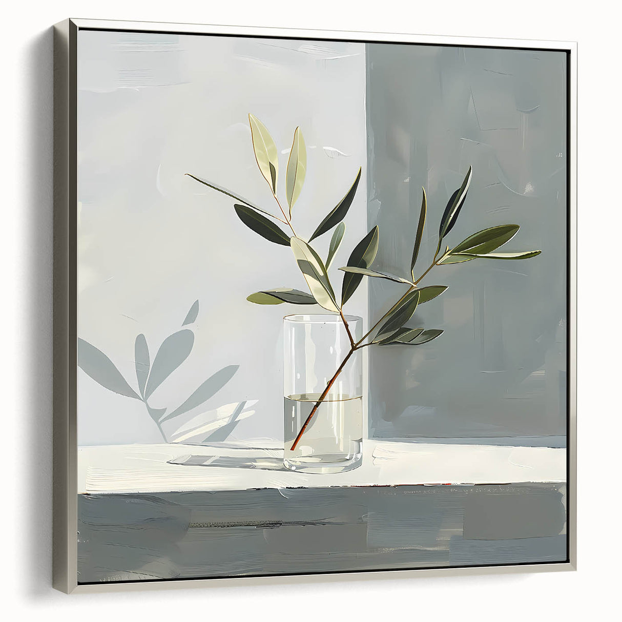 Minimalist Olive Branch Wall Art - Modern Canvas for Living Room