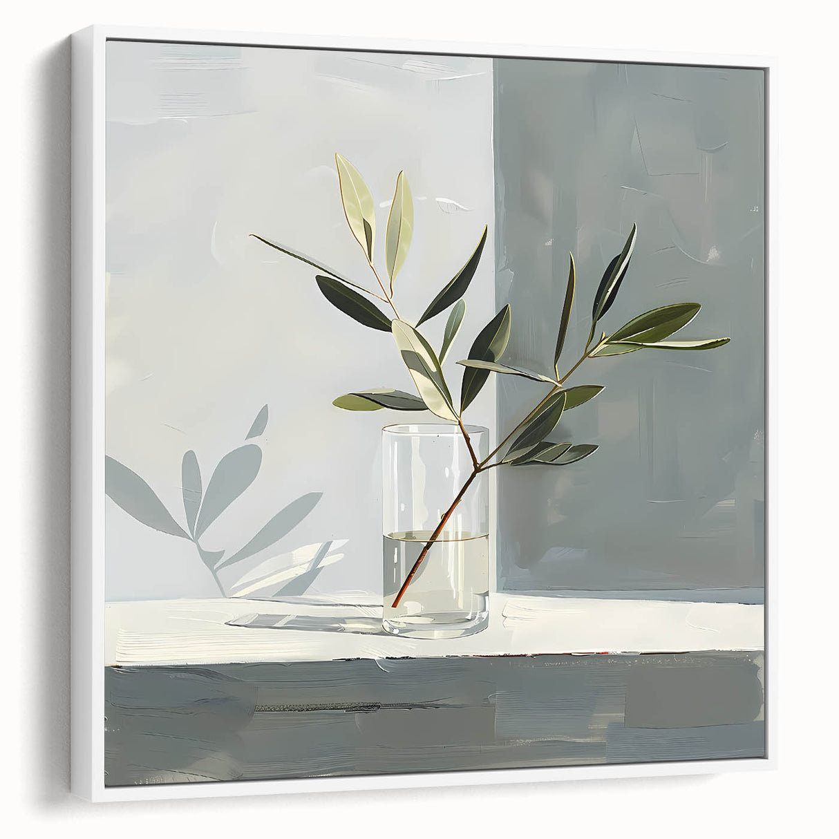 Minimalist Olive Branch Wall Art - Modern Canvas for Living Room