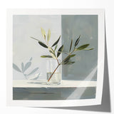 Minimalist Olive Branch Wall Art - Modern Canvas for Living Room
