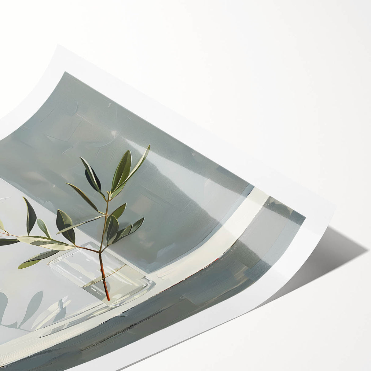 Minimalist Olive Branch Wall Art - Modern Canvas for Living Room