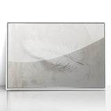 Framed abstract minimalist wall art featuring soft white tones and sleek acrylic finish, perfect for modern home decor. Ideal for adding elegance to any room.