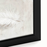 Close-up of abstract minimalist wall art on a framed canvas, showcasing soft pastel colors and geometric shapes, ideal for modern home decor.