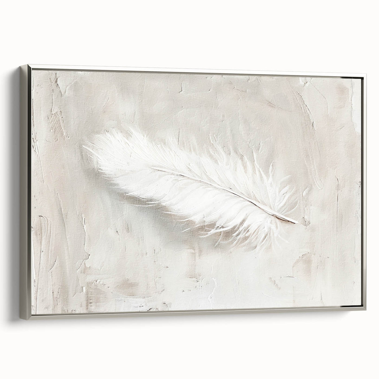 Abstract minimalist wall art framed canvas in silver, showcasing geometric patterns and soft color gradients, perfect for modern home decor and artistic expression.