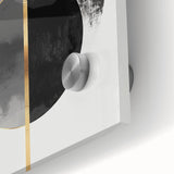Minimalist Abstract Wall Art – Black, Gold & Gray Circle Design