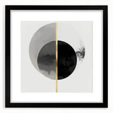 Minimalist Abstract Wall Art – Black, Gold & Gray Circle Design