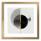 Minimalist Abstract Wall Art – Black, Gold & Gray Circle Design