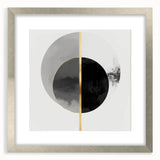 Minimalist Abstract Wall Art – Black, Gold & Gray Circle Design