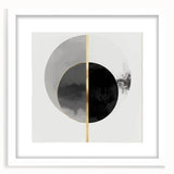 Minimalist Abstract Wall Art – Black, Gold & Gray Circle Design