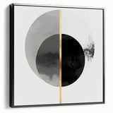 Minimalist Abstract Wall Art – Black, Gold & Gray Circle Design