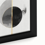 Minimalist Abstract Wall Art – Black, Gold & Gray Circle Design
