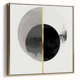 Minimalist Abstract Wall Art – Black, Gold & Gray Circle Design