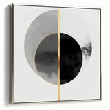 Minimalist Abstract Wall Art – Black, Gold & Gray Circle Design