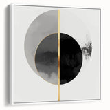 Minimalist Abstract Wall Art – Black, Gold & Gray Circle Design