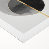 Minimalist Abstract Wall Art – Black, Gold & Gray Circle Design