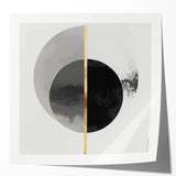 Minimalist Abstract Wall Art – Black, Gold & Gray Circle Design