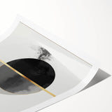 Minimalist Abstract Wall Art – Black, Gold & Gray Circle Design