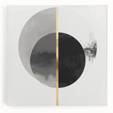 Minimalist Abstract Wall Art – Black, Gold & Gray Circle Design