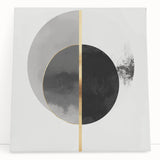 Minimalist Abstract Wall Art – Black, Gold & Gray Circle Design