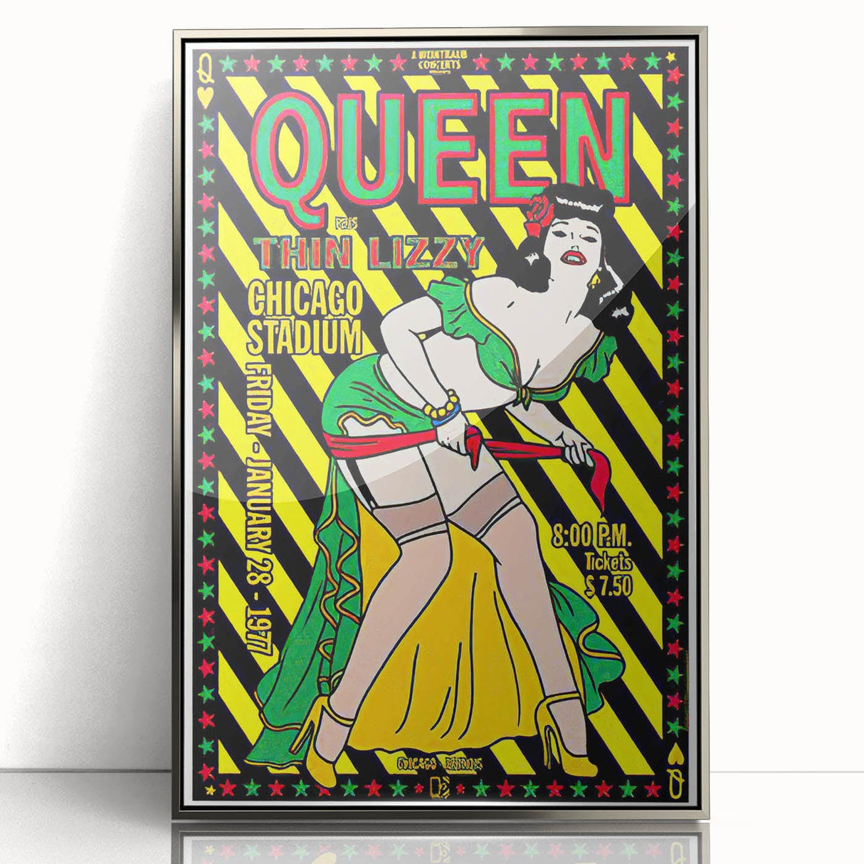 Queen 1977 Chicago Stadium Concert Poster - Thin Lizzy