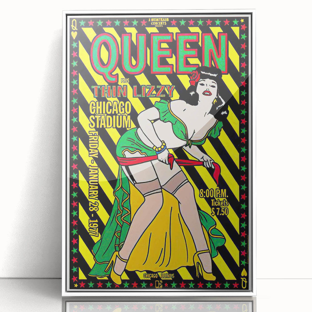 Queen 1977 Chicago Stadium Concert Poster - Thin Lizzy