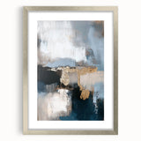 Framed Dining Room Prints – Gold & Blue Abstract Canvas Art