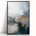 Framed Dining Room Prints – Gold & Blue Abstract Canvas Art