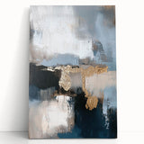 Framed Dining Room Prints – Gold & Blue Abstract Canvas Art