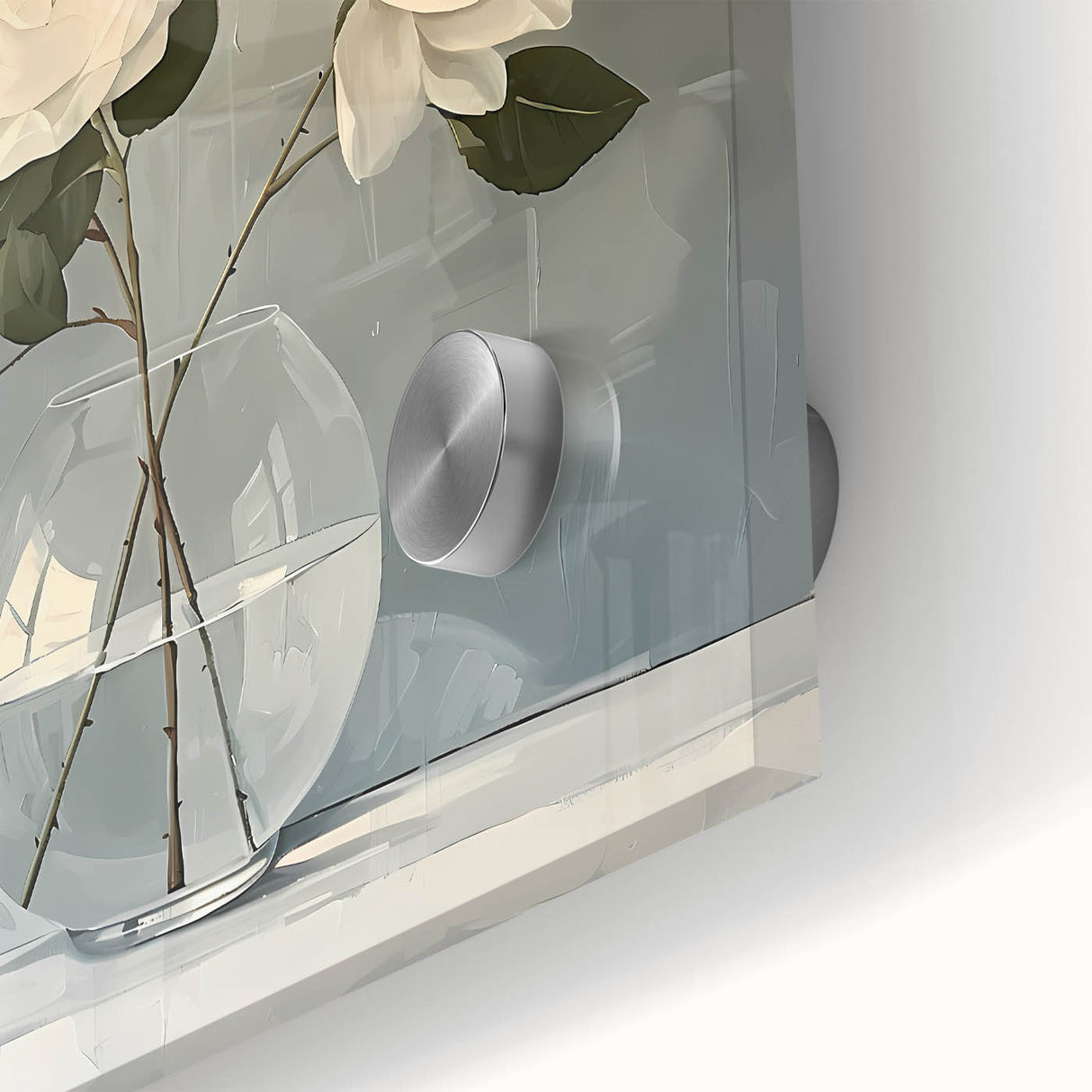 Elegant White Roses Wall Art - Modern Canvas for Living Room Décor