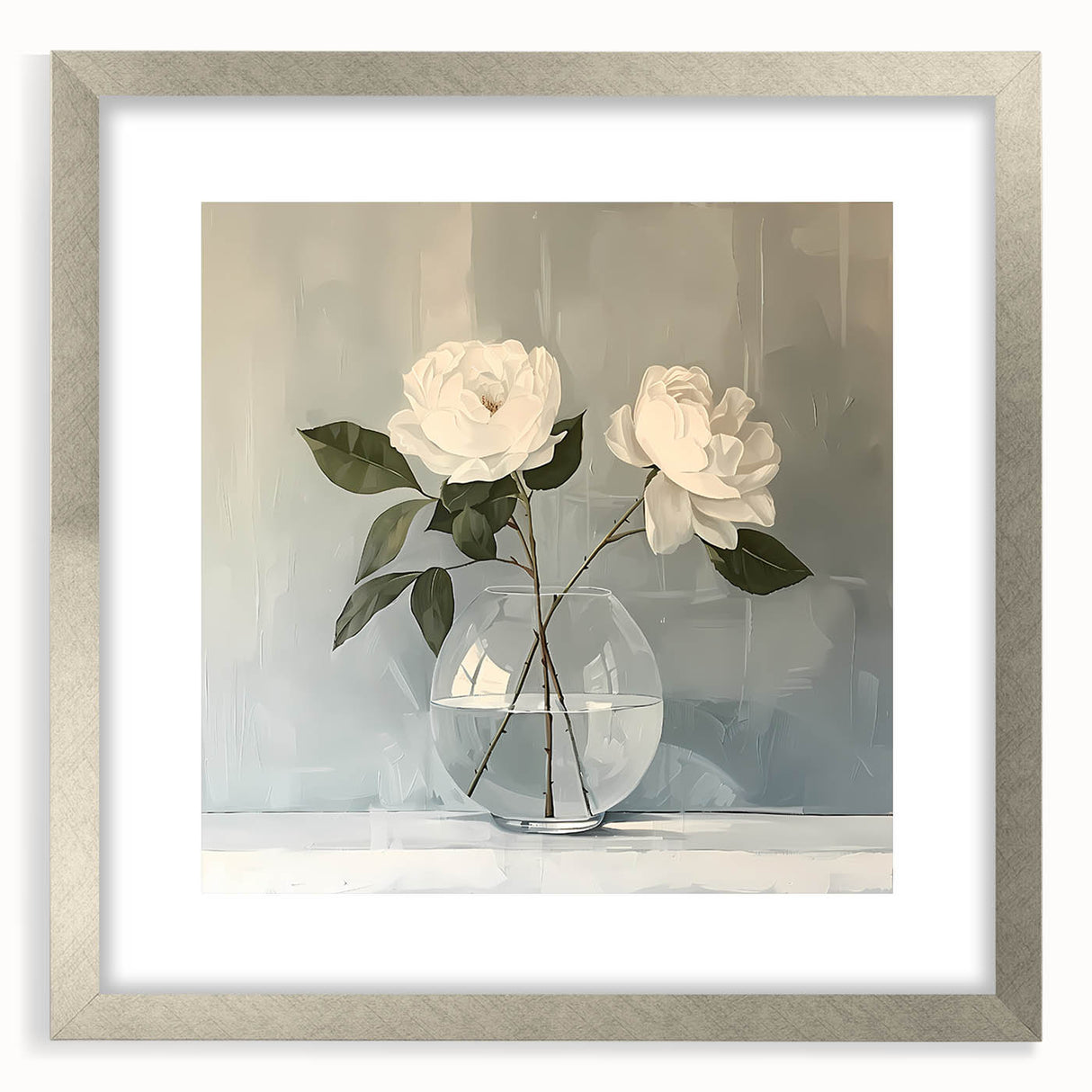Elegant White Roses Wall Art - Modern Canvas for Living Room Décor