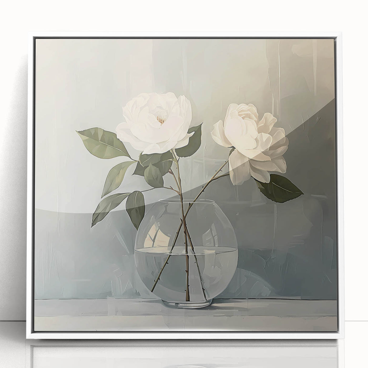 Elegant White Roses Wall Art - Modern Canvas for Living Room Décor