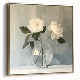 Elegant White Roses Wall Art - Modern Canvas for Living Room Décor