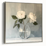 Elegant White Roses Wall Art - Modern Canvas for Living Room Décor