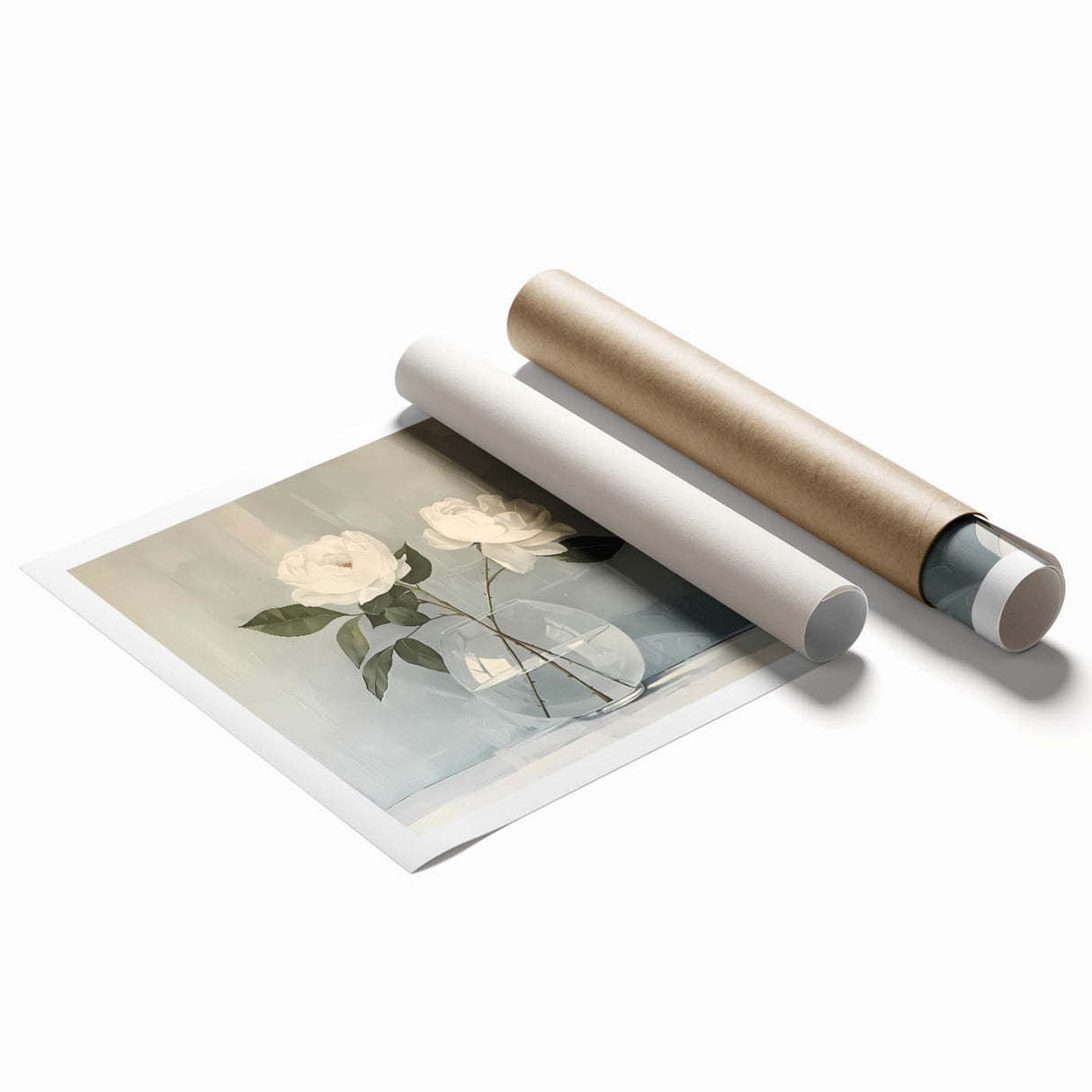 Elegant White Roses Wall Art - Modern Canvas for Living Room Décor