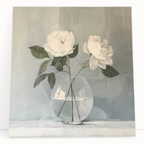 Elegant White Roses Wall Art - Modern Canvas for Living Room Décor